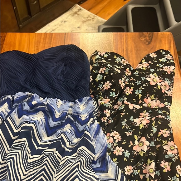 No Boundaries Blue Strapless Sundress Sweetheart Neckline - Picture 1 of 14